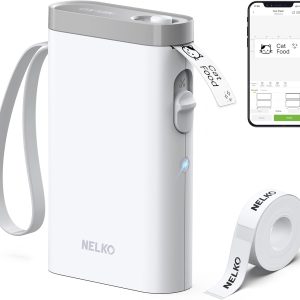 Nelko P21 Bluetooth Label Maker Machine with Tape – Wireless Mini Thermal Label Printer for Home, Office & School Organization