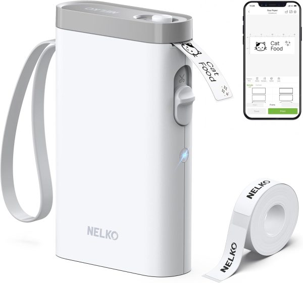 Nelko P21 Bluetooth Label Maker Machine with Tape – Wireless Mini Thermal Label Printer for Home, Office & School Organization